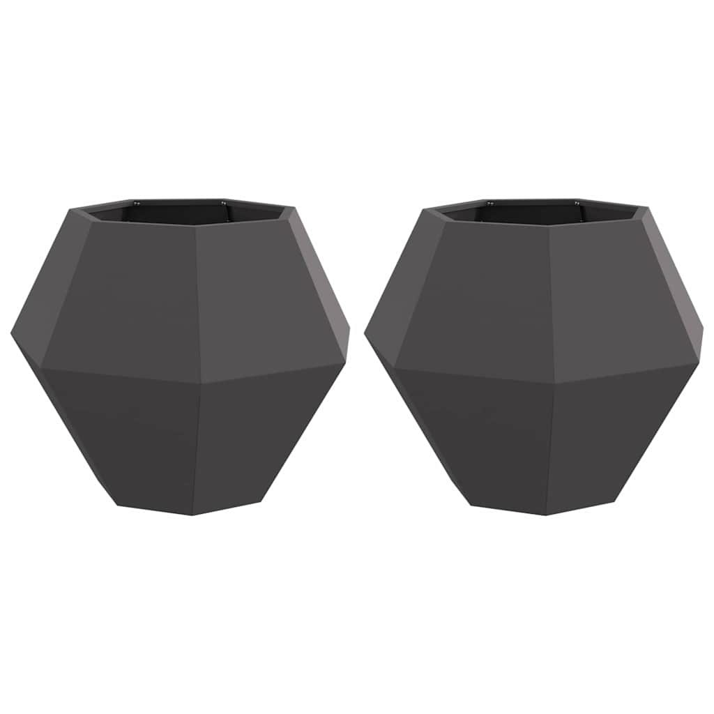 Jardinera 2 Uds. Negro 75 X 75 X 60 Cm Acero_0