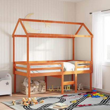 Techo De Cama Infantil Madera Maciza Marrón 217x95,5x159 Cm_1