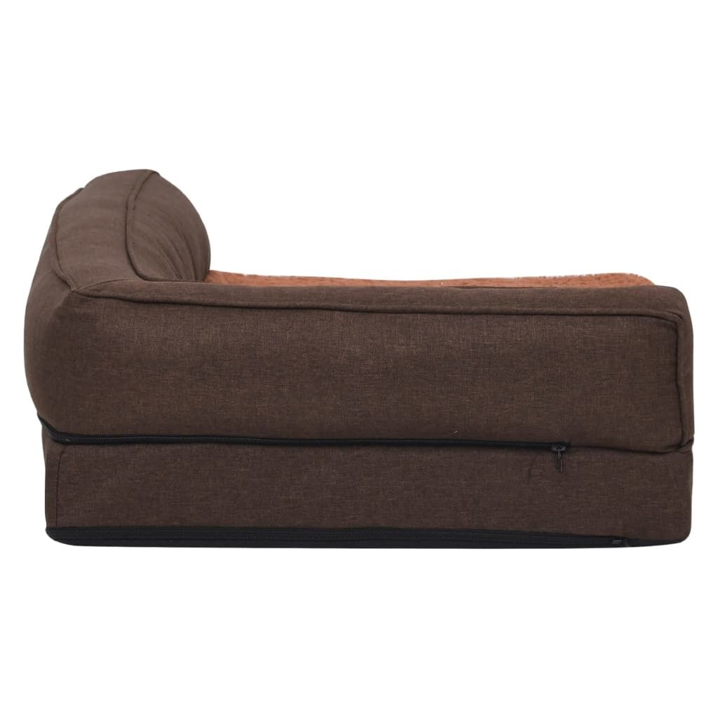 Vidaxl Colchón De Cama De Perro Ergonómico Aspecto Lino Marrón 60x42cm_3