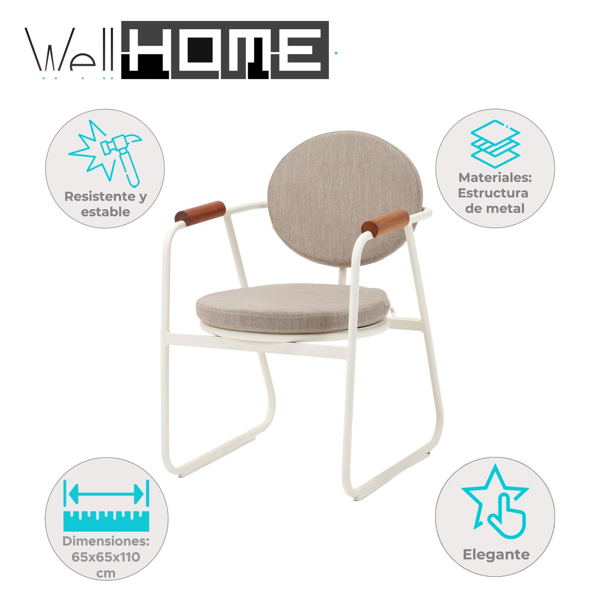 Silla Gala Ireko - Diseño Geométrico Para Interior Y Exterior 65x65x110cm - Well Home_1