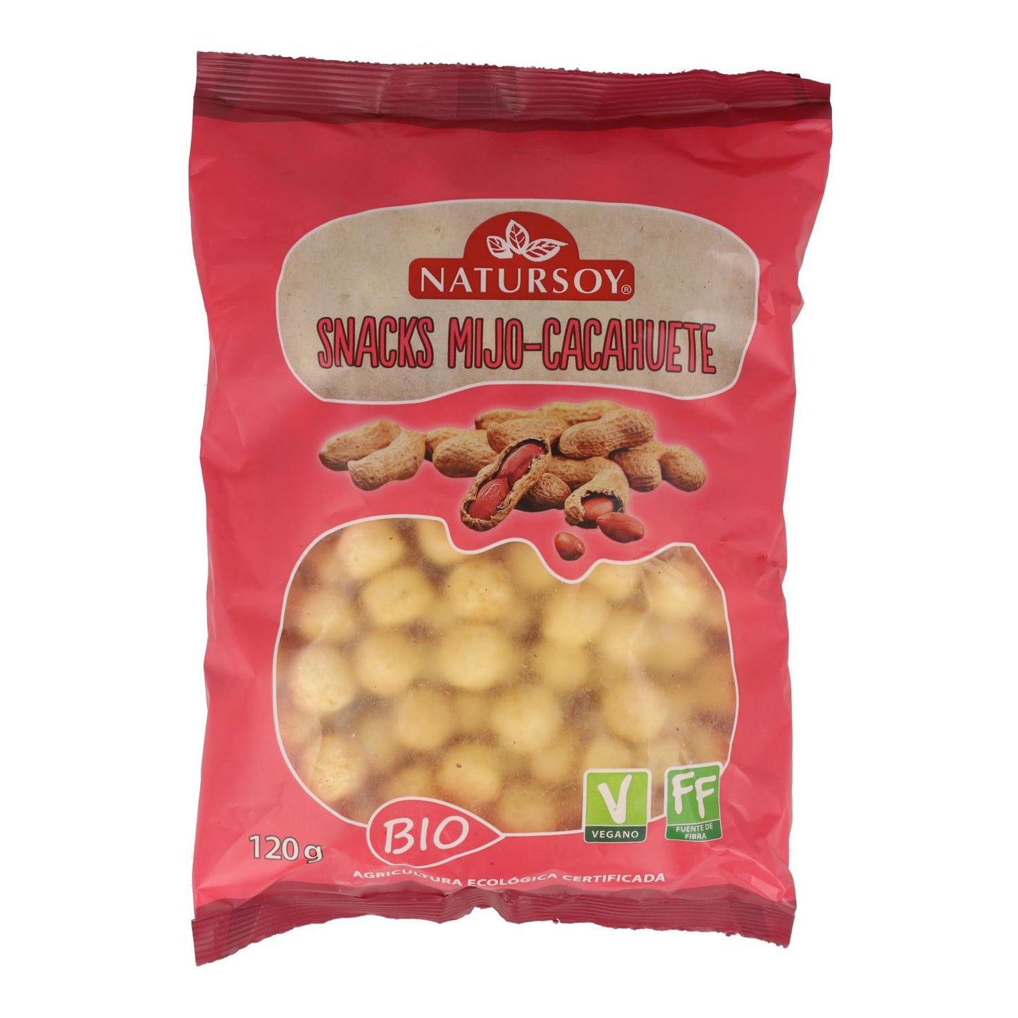 Snacks de milheto e amendoim, 120 g. Natursoy