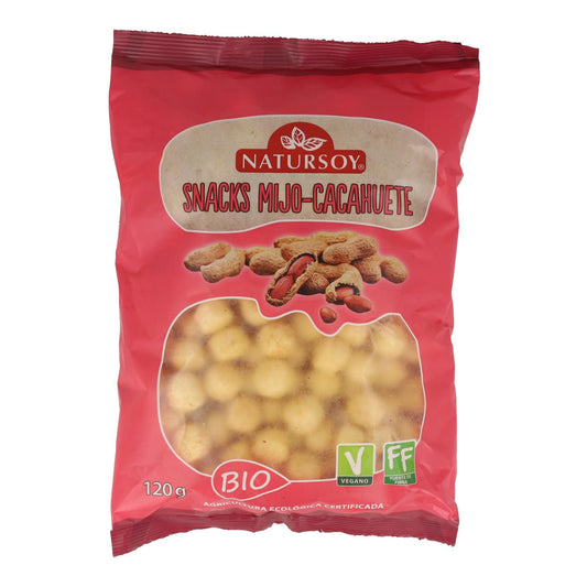 Snacks de milheto e amendoim, 120 g. Natursoy