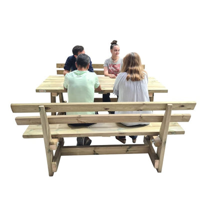 Mesa De Madera Xerta Con Bancos Con Respaldo Vic._5