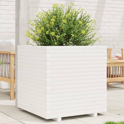 Jardinera De Madera Maciza De Pino Blanca 70x70x72 Cm_1