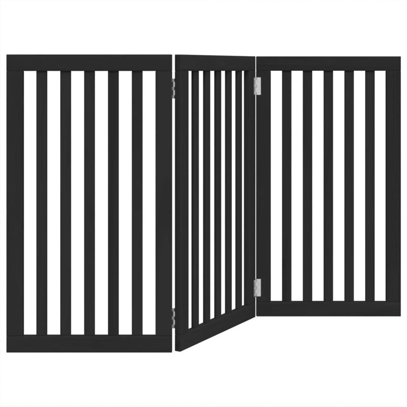 Vidaxl Puerta Para Perros Plegable 3 Paneles Madera Álamo Negra 150 Cm_5