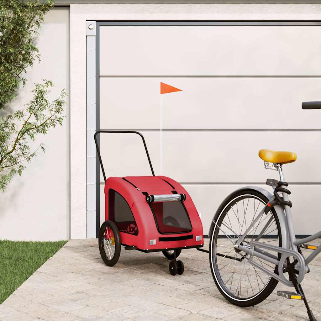 Remolque De Bicicleta Mascotas Hierro Tela Oxford Rojo_1