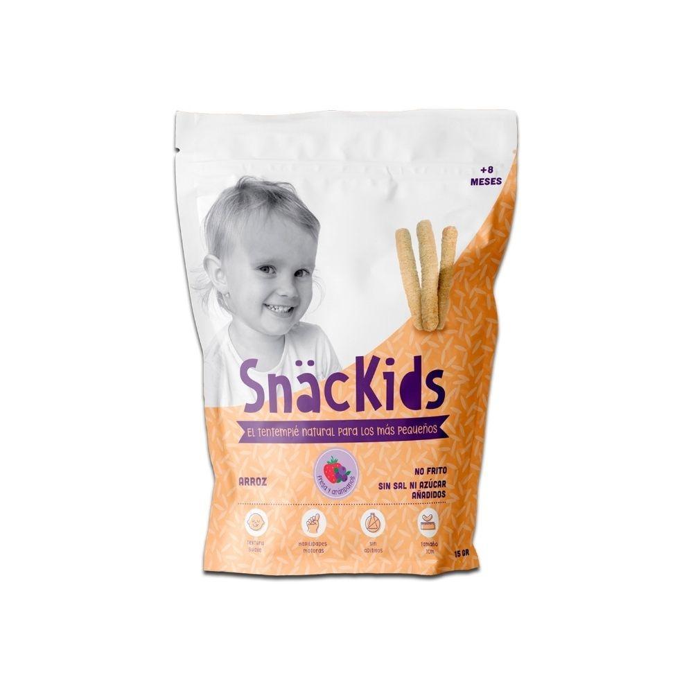 Lanche biológico para bebé +8 meses Palitos de arroz, morango e mirtilo