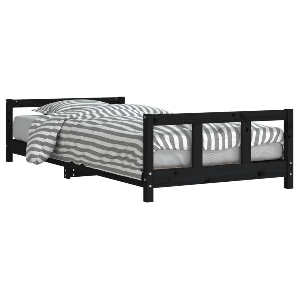 Vidaxl Estructura De Cama Para Niños Madera De Pino Negro 90x200 Cm_0
