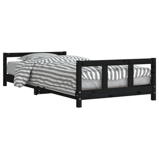 Vidaxl Estructura De Cama Para Niños Madera De Pino Negro 90x200 Cm_0