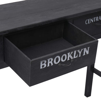 Mesa Consola De Madera Negro 90x30x77 Cm_3