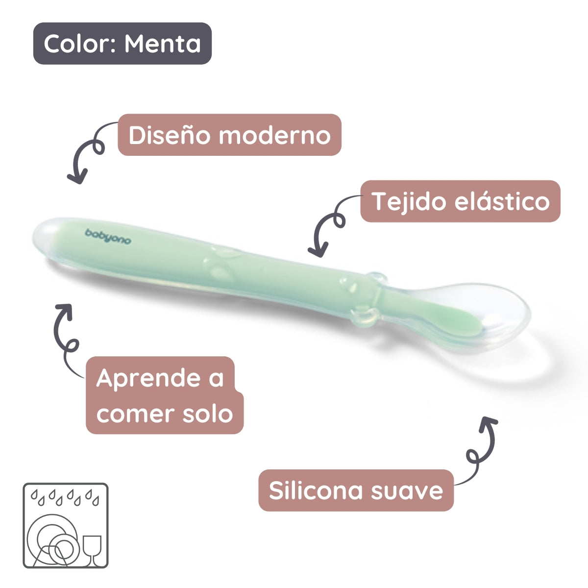 Cuchara De Silicona Flexible Para Bebés Menta_4