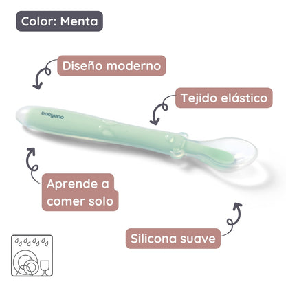 Cuchara De Silicona Flexible Para Bebés Menta_4