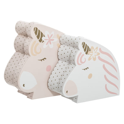 Set De 2 Cajas Infantiles unicornio Cartón Rosa_0