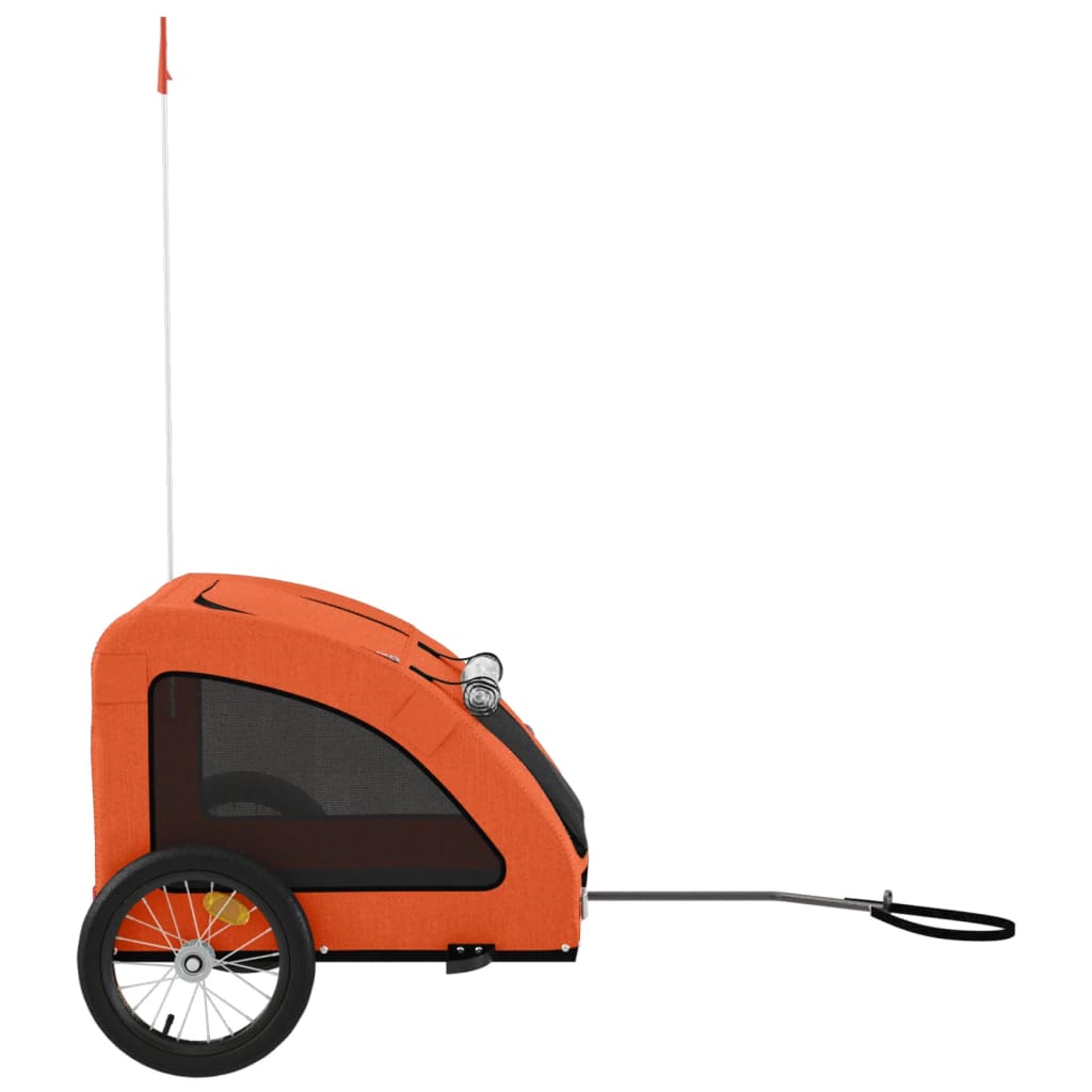 Remolque De Bicicleta Mascotas Hierro Tela Oxford Naranja_5
