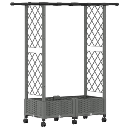 Cama Elevada Con Trellis Y Techo Gris Claro 122,5 X 40 X 127 Cm_0