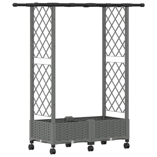 Cama Elevada Con Trellis Y Techo Gris Claro 122,5 X 40 X 127 Cm_0