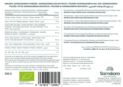 Ashwagandha En Polvo Bio - 500g | Superalimento Ecológico Vegano Para Batidos, Smoothies Y Zumos, Sin Azúcares Añadidos_1