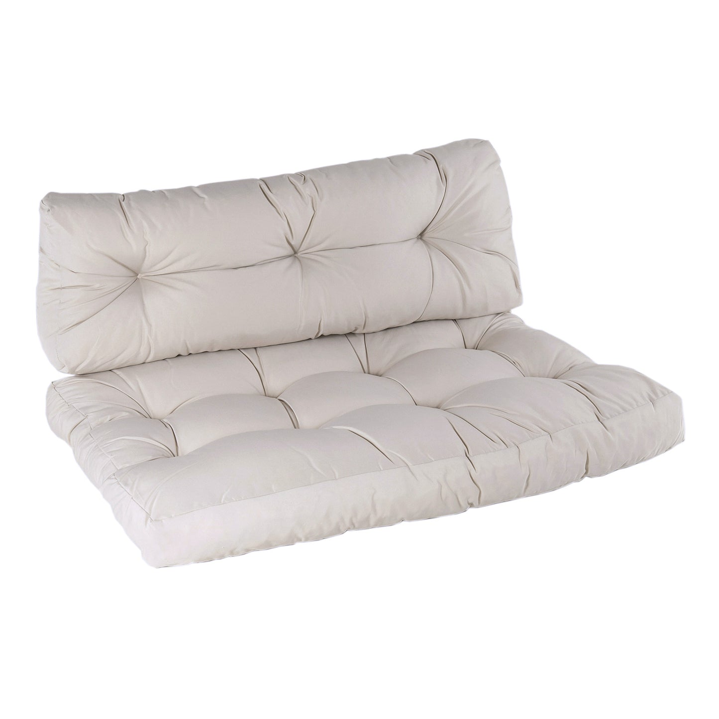 Cojines Para Palets, Cojín De Asiento 80x120x16 Cm + Cojín Respaldo 42x120x16 Cm, Color Crema, Repelente Al Agua_0