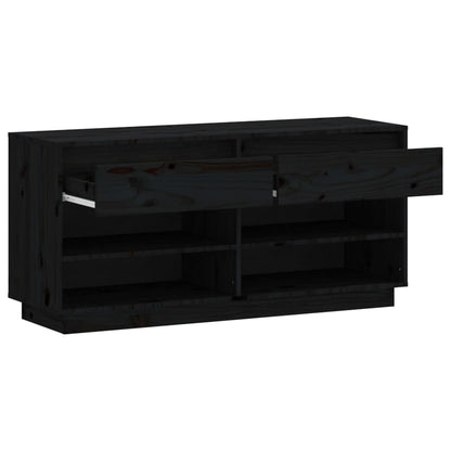 Mueble Zapatero De Madera Maciza De Pino Negro 110x34x52 Cm / Vetonek_3