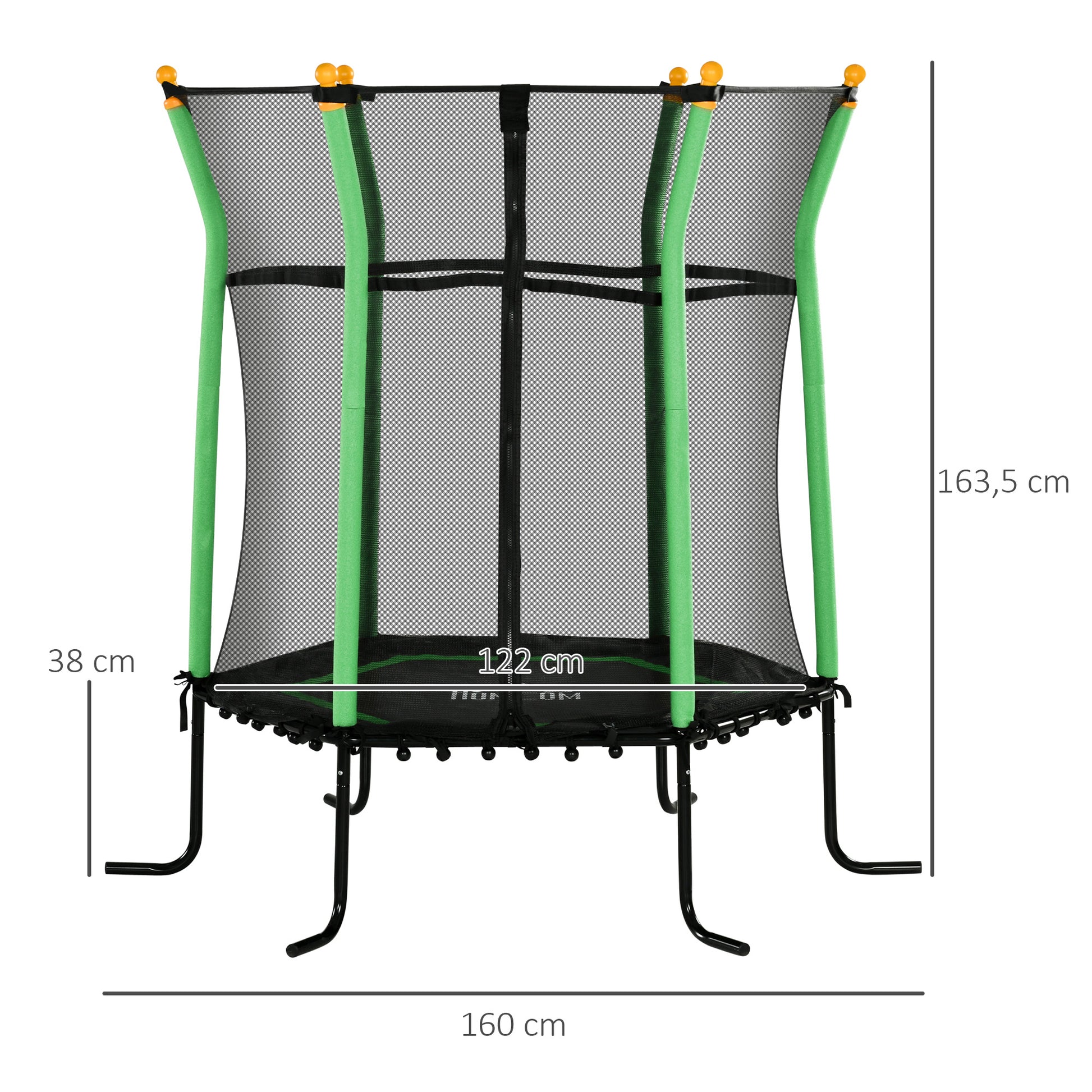Homcom Trampolín Infantil Con Red De Seguridad Ø163,5x163,5 Cm Verde_2
