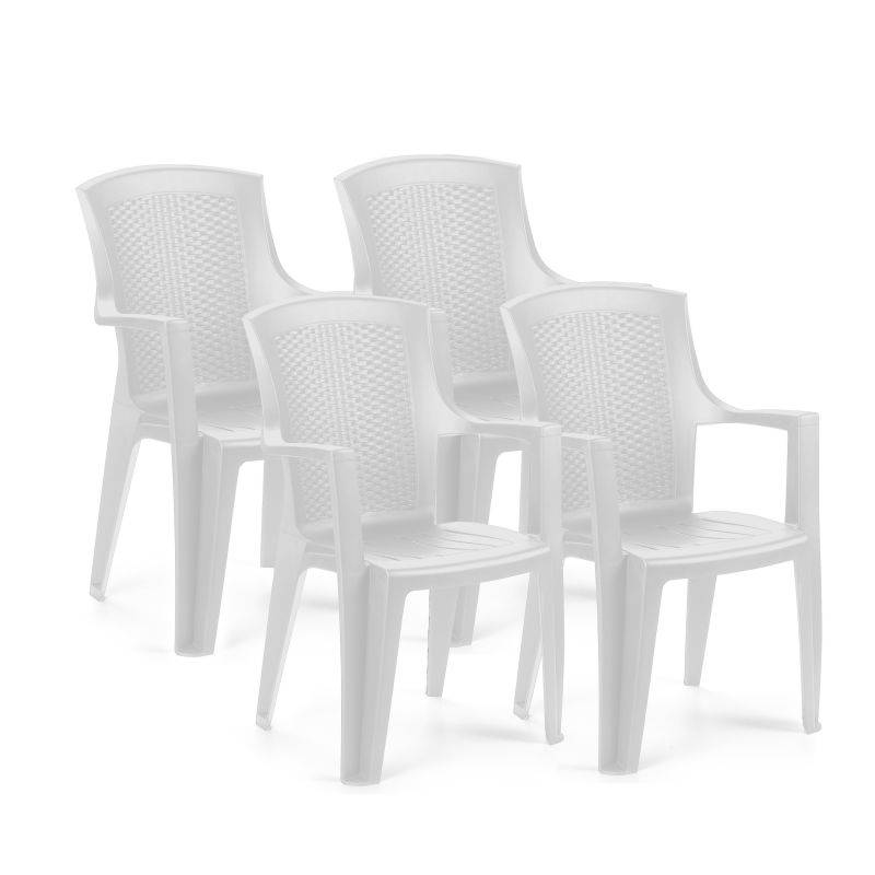 Pack 4 Sillas De Exterior Pacific Apilables, Polipropileno, Blanco, 55 X 91 X 60_1