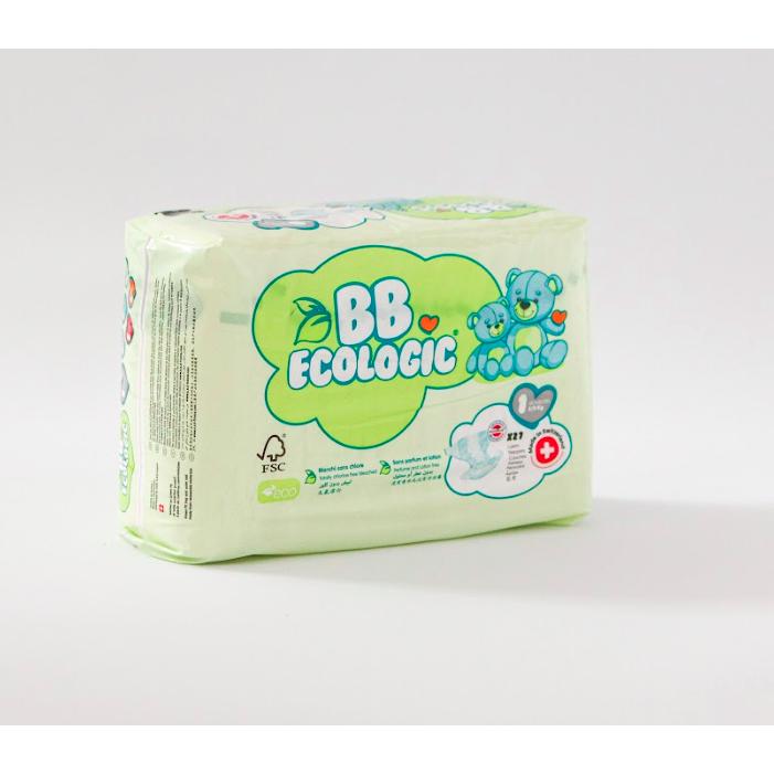 Fraldas ecológicas BBECOLOGIC tamanho 1 para recém-nascidos, 27 unidades