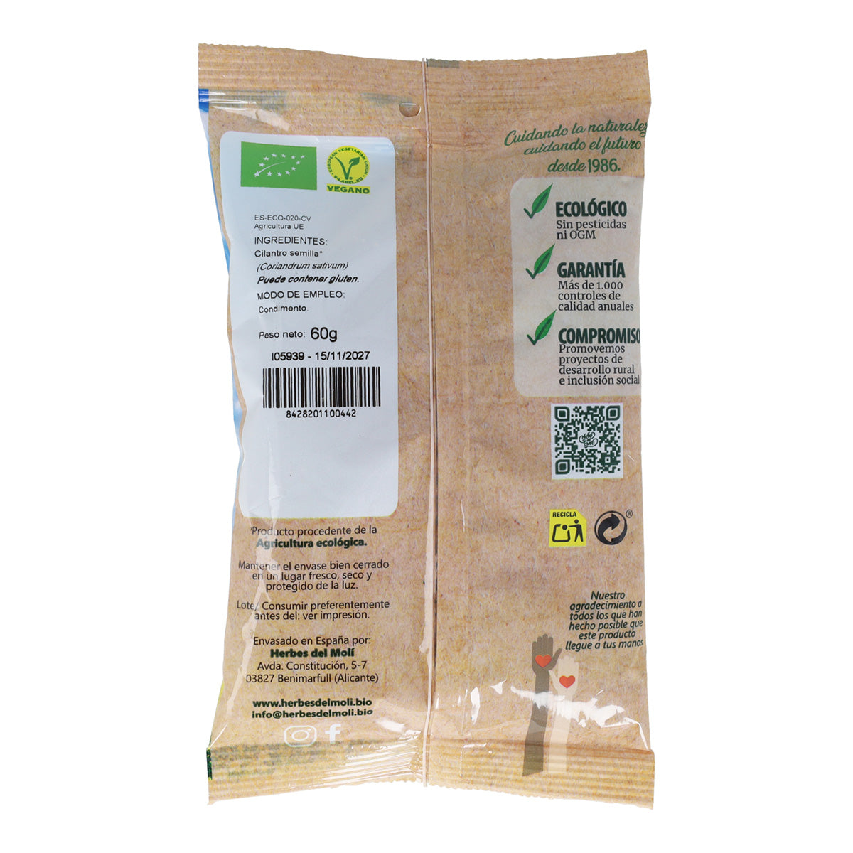 Sementes de coentro Herbes del Molí, 60 g