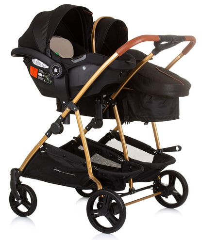 Carrito De Bebé Gemelar Dúo Smart Con 1 Grupo 0+ Obsidian Gold_4