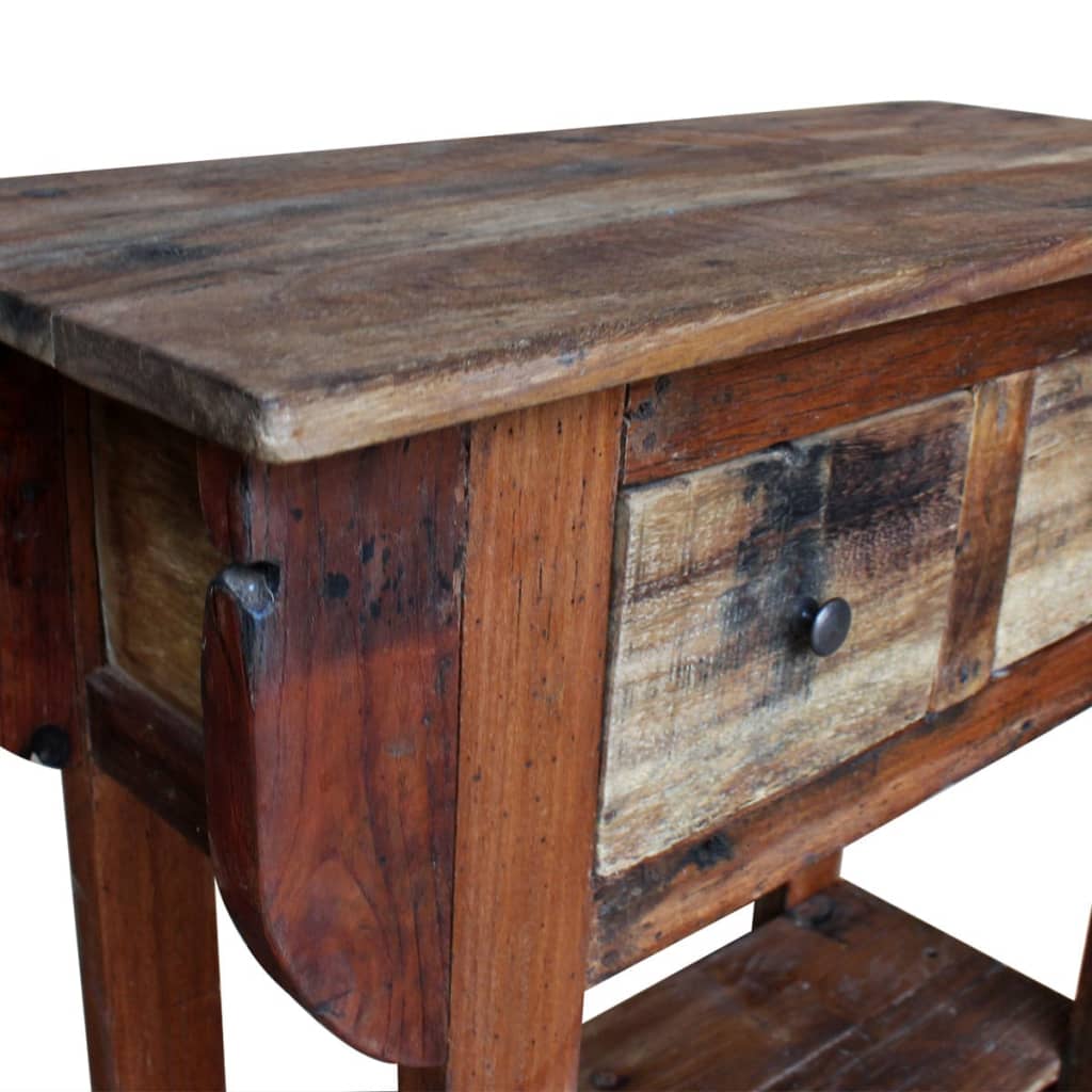 Mesa Consola De Madera Reciclada Mixta 80x35x80 Cm_2