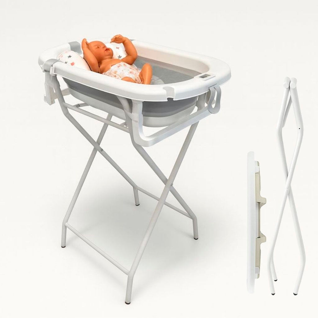 Bathby | Bañera Bebé Gris Con Cojín, Termómetro Y Soporte Plegable | Ligera, Segura Y Compacta Para Recién Nacidos_0