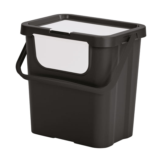 Papelera moda Doble 24l Con Asa Negro/blanco_0