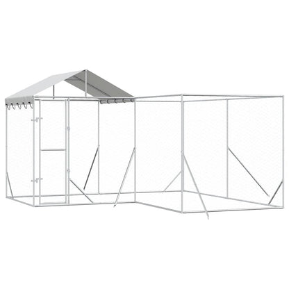 Perrera De Exterior Con Techo Acero Galvanizado Plata 4x4x2,5 M_0