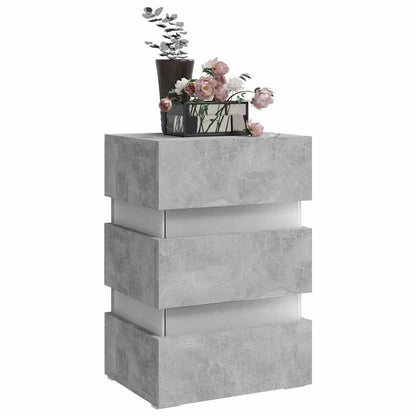 Mesita De Noche Led Madera Ingeniería Gris Hormigón 45x35x67 Cm_1