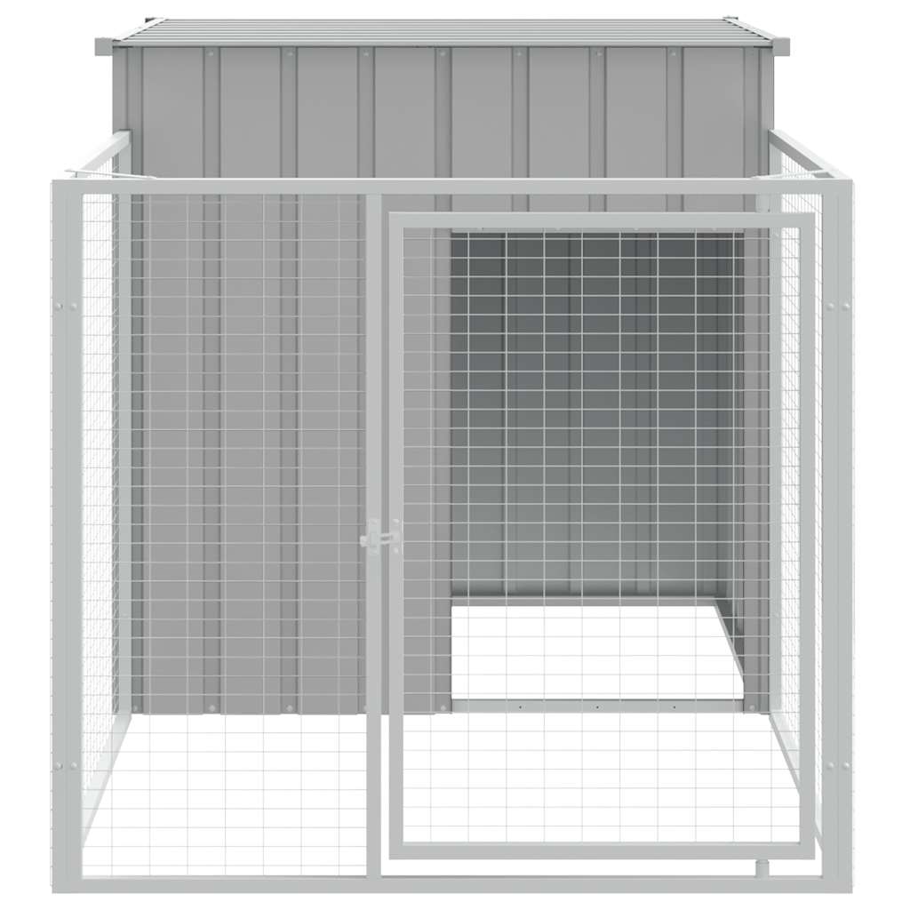 Caseta Para Perro Con Corral Gris Claro 110x201x110 Cm Acero Galvanizado_2