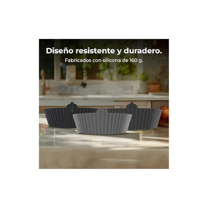 Cecotec Pack 3 Moldes Silicona Circulares Para Airfryer Cecofry Bucket Pack Accessories, 22x6cm, Libre De Bpa, 160 G Cada Una, R_2
