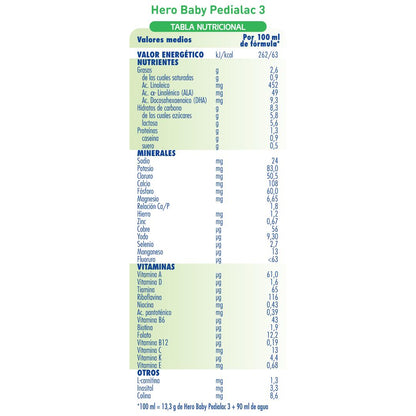 Pedialac 3 Leite de Crescimento Infantil Biberão 800g - Hero Baby