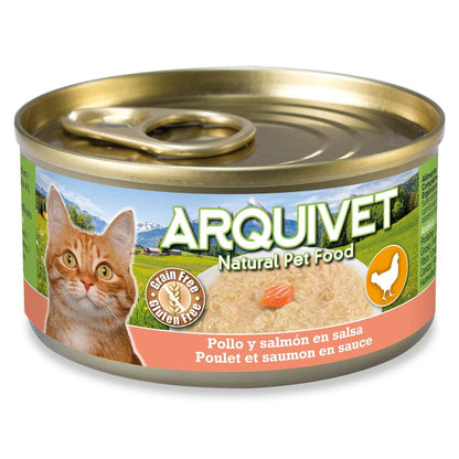 Frango e salmão com molho Arquivet 80 g Ração húmida para gatos