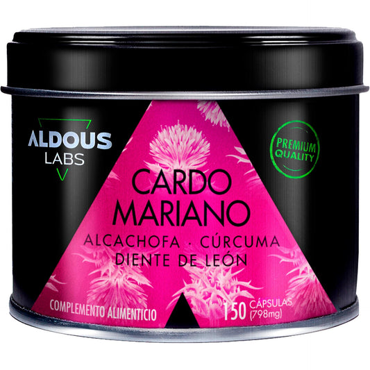 Cardo Mariano com Alcachofra, Cúrcuma, Dente-de-leão e Desmodium 150 cápsulas. Aldous Labs