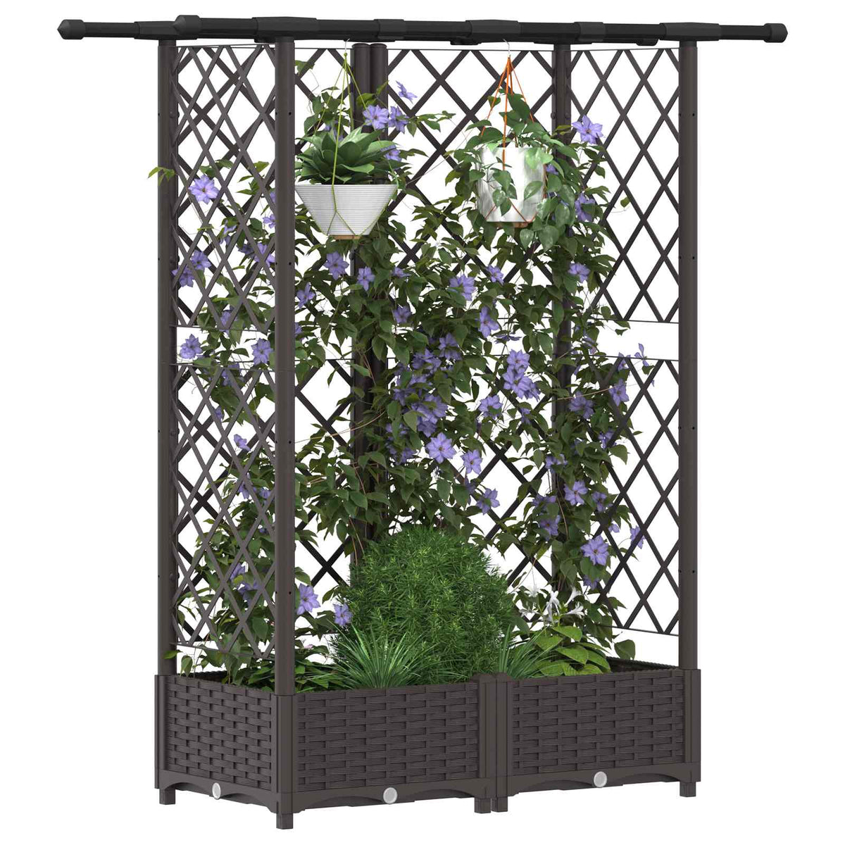 Cama Elevada Con Trellis Y Techo Marrón 124 X 40 X 121 Cm Pp_2