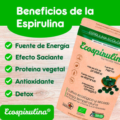 Espirulina Ecológica Cultivada En España Ecospirulina 200 Comprimidos_4