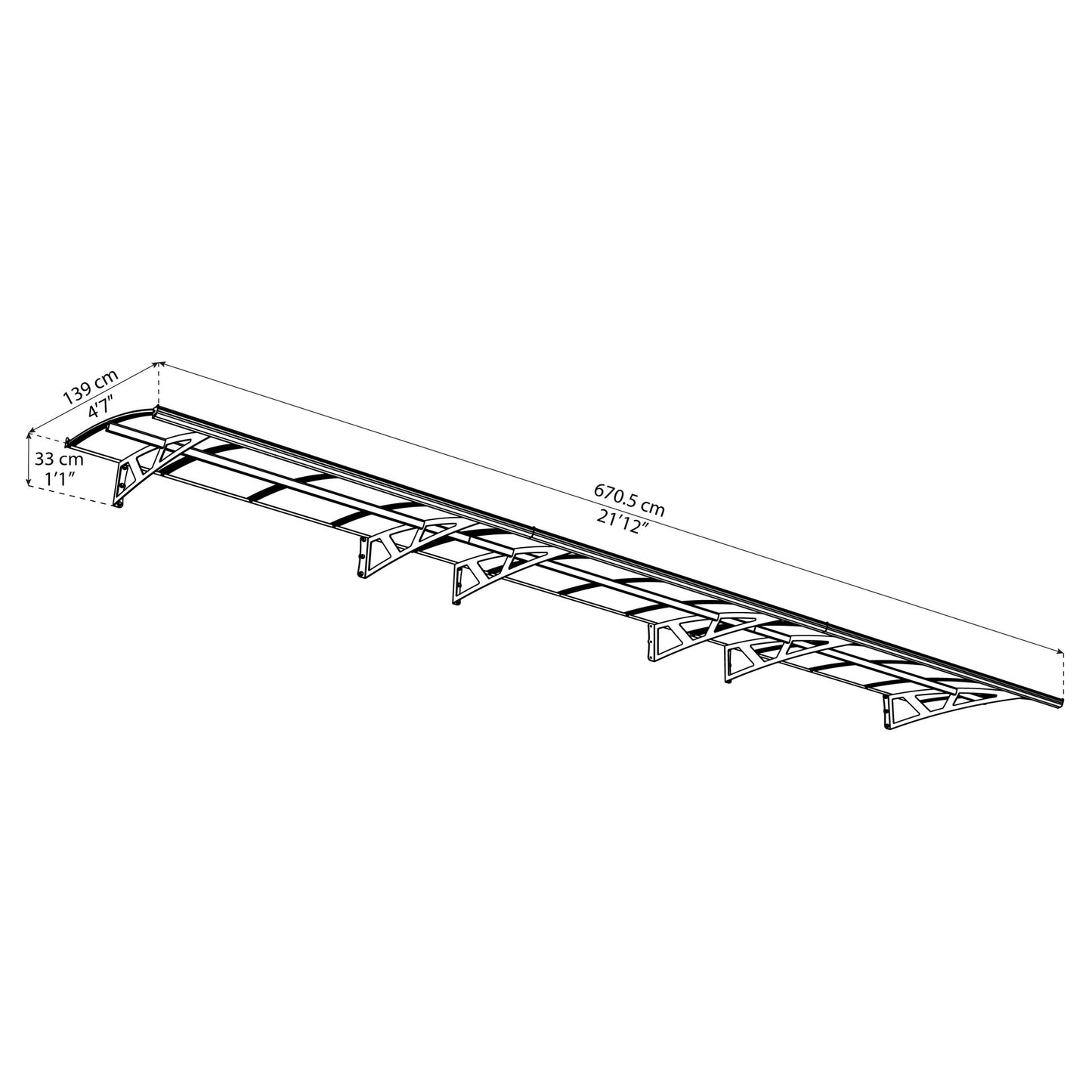 Marquise Amesterdão 670x140 cm 