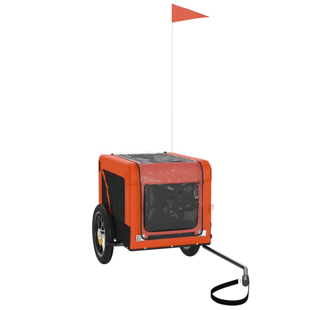 Remolque De Bicicleta Mascotas Hierro Tela Oxford Naranja Negro_3