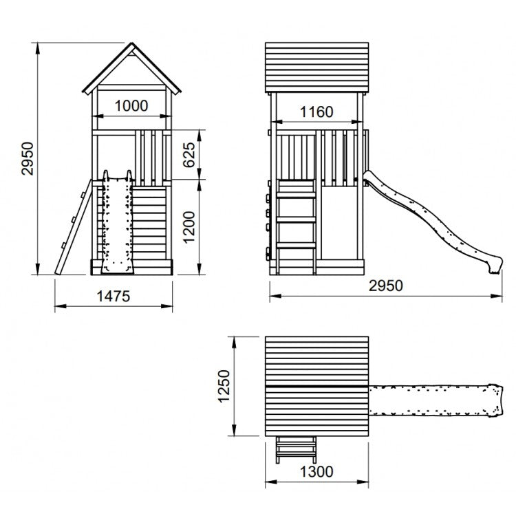 Parque Infantil Masgames Tibidabo L Techo De Madera Casita Con Escalada: Casita En La Base Y Pared De Escalada._2