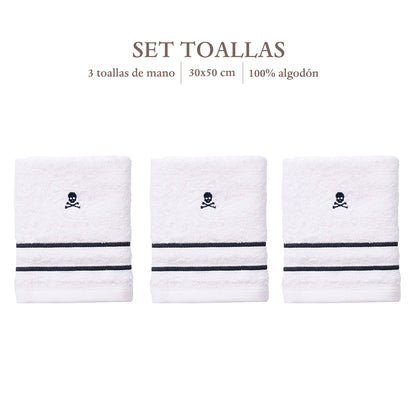 Set De 3 Toallas De Mano 30x50cm, 100% Algodón Con Logo Bordado Scalpers Home_1
