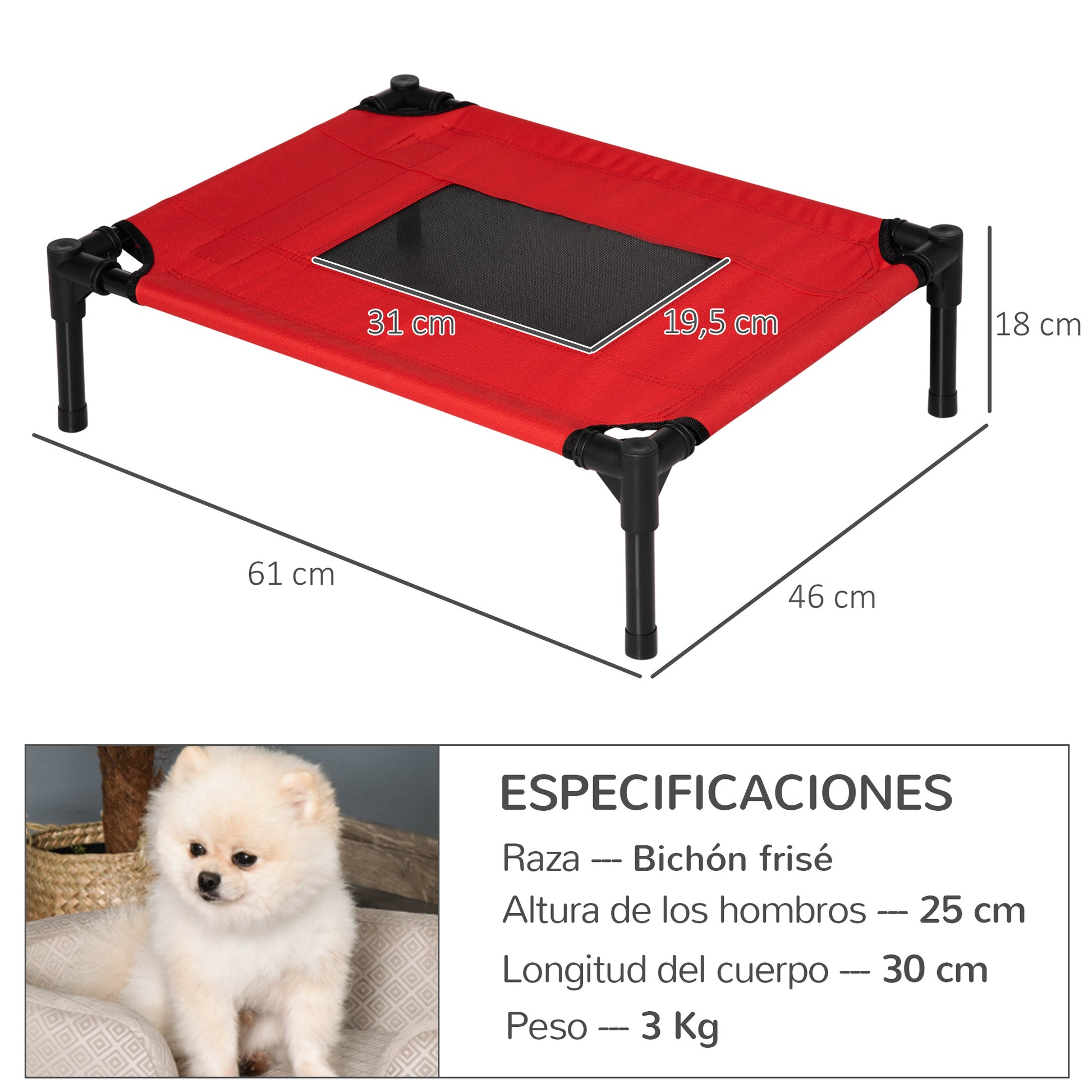Pawhut Cama Mascota Exterior Terraza Jardín Para Perro Gato Cama S/m_2