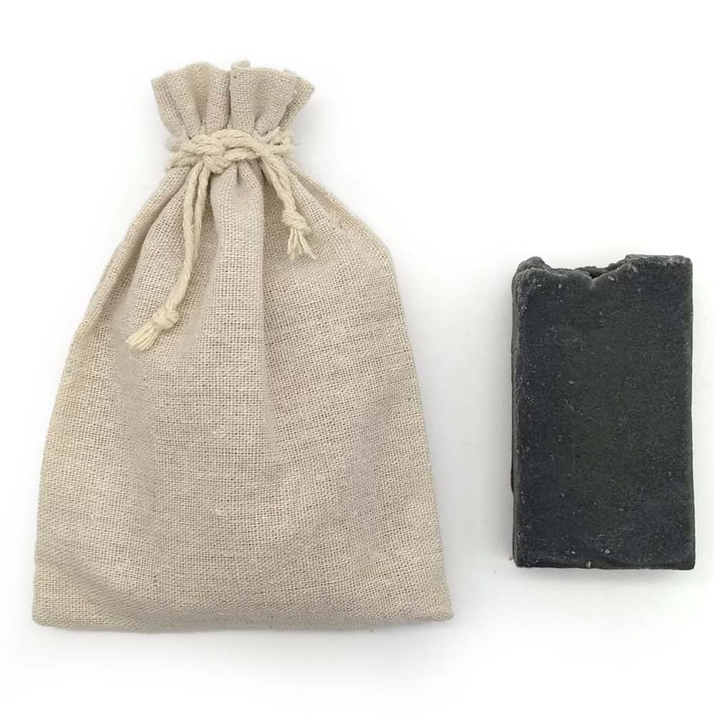 Jabón Natural Carbón Activo 90g En Bolsa Regalo De Yute. Elimina Espinillas Y Puntos Negros. Desintoxicante - Piel Grasa_2