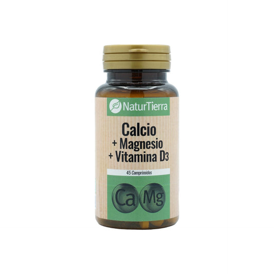 Cálcio + Magnésio + Vitamina D3, 45 comprimidos. NaturTierra