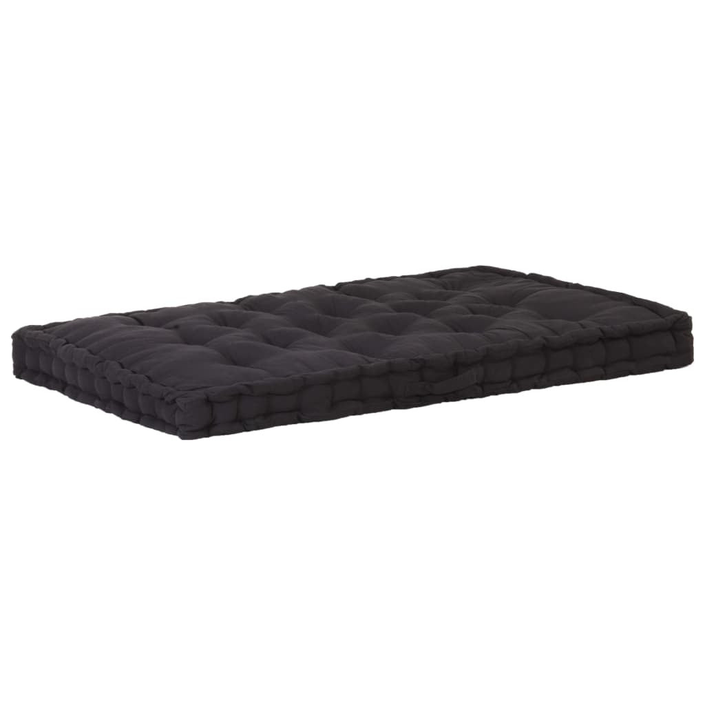 Vidaxl Cojín Para Palés Algodón Negro 120x80x10 Cm_0