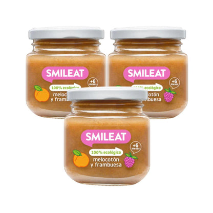 PROMOÇÃO 3x Smileat Organic Framboesa e Pêssego em Pote, 130g