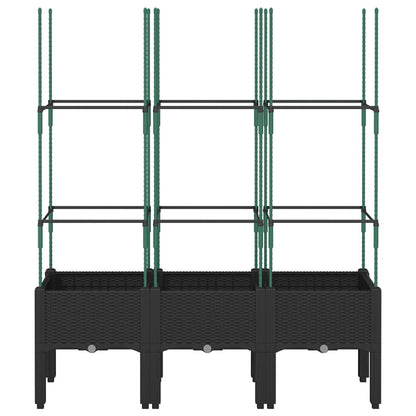Jardinera Con Enrejado Pp Negro 120x40x142,5 Cm_2